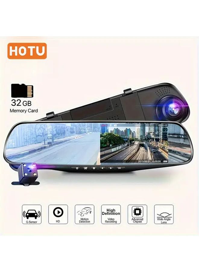 Hotu Car Front And Rear Dash Cam Dual Camera Black Night Vision Wide Angle Easy Installation - Image 1